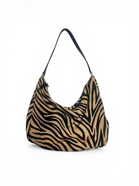 Vintage Kate Spade Black and Tan Zebra or Tiger Print Hobo Shoulder Bag